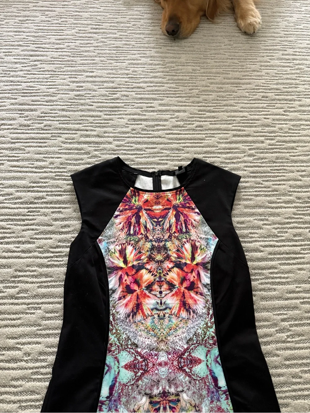 Bardot Black Panel Floral-Print Midi Dress